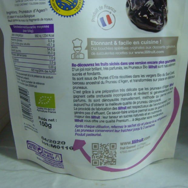 Pruneaux dénoyautés Bio - Du Panier à l'Assiette