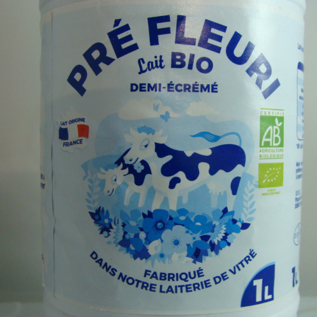 Lait de Vache Demi Ecrémé Bio - Du Panier à l'Assiette