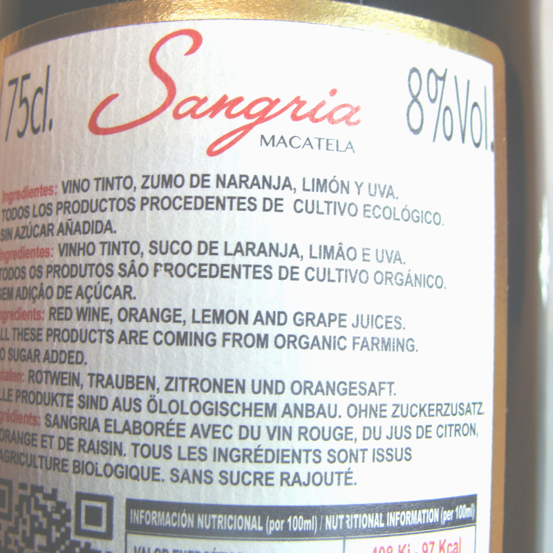 Vin Sangria Bio - Du Panier à l'Assiette Vin Sangria Bio - Du Panier à l'Assiette