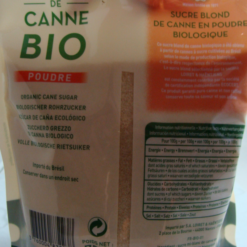 Sucre de Canne Bio - Du Panier à l'Assiette