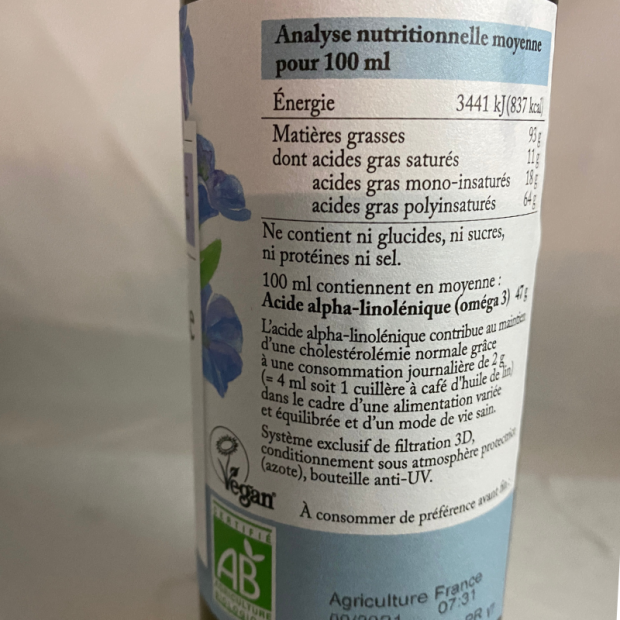 Huile de Lin Bio - Du Panier à l'Assiette