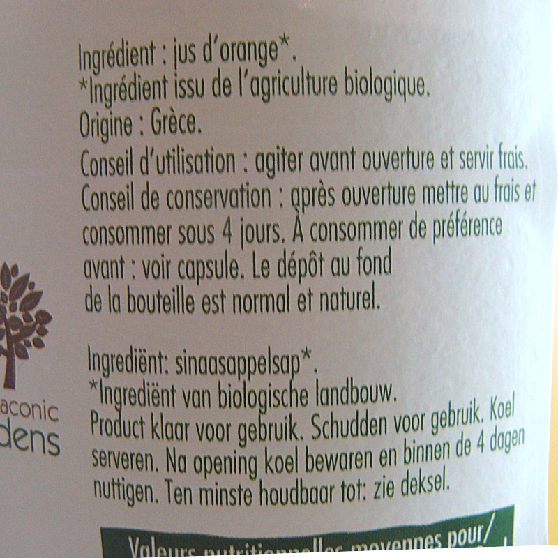 Jus d'Orange Bio - Du Panier à l'Assiette Jus d'Orange Bio - Du Panier à l'Assiette