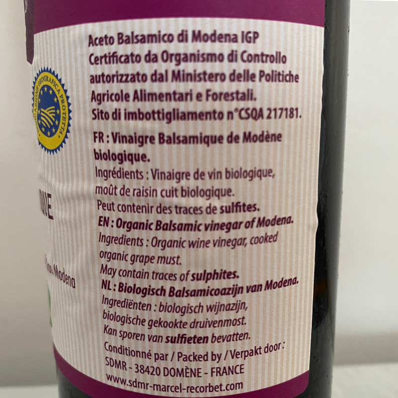 Vinaigre Balsamique de Modene Bio - Du Panier à l'Assiette Vinaigre Balsamique de Modene Bio - Du Panier à l'Assiette