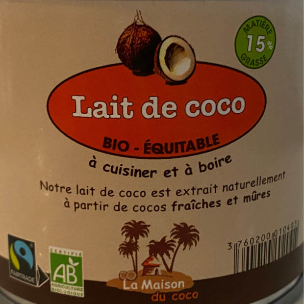 Lait de Coco Bio - Du Panier à l'Assiette