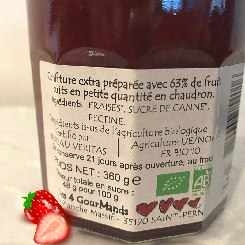 Confiture de fraise Bio - Du Panier à l'Assiette Confiture de fraise Bio - Du Panier à l'Assiette