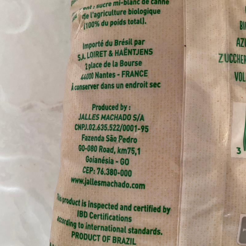 Sucre de Canne Bio - Du Panier à l'Assiette