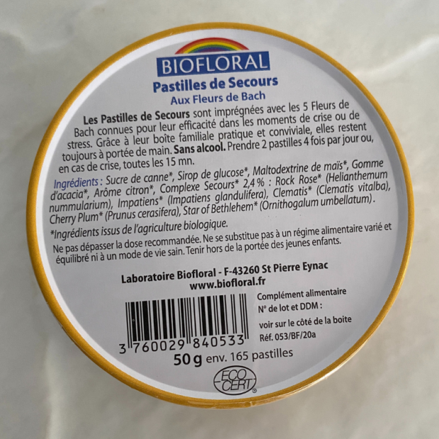 Pastilles de Secours au Fleurs de Bach Bio - Du Panier à l'Assiette