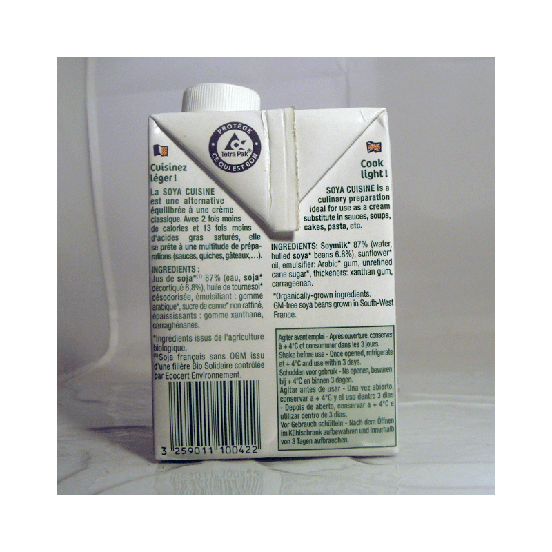 Soya cuisine Soy Bio - Du Panier à l'Assiette Soya cuisine Soy Bio - Du Panier à l'Assiette