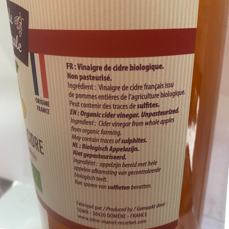 Vinaigre de Cidre Bio - Du Panier à l'Assiette Vinaigre de Cidre Bio - Du Panier à l'Assiette