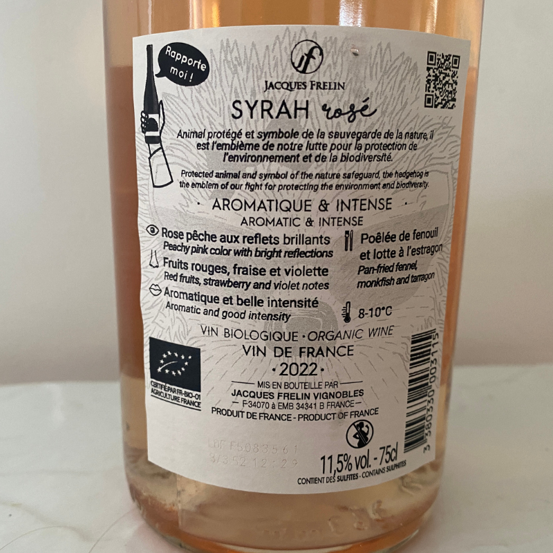 Vin Rosé Syrah Bio - Du Panier à l'Assiette Vin Rosé Syrah Bio - Du Panier à l'Assiette