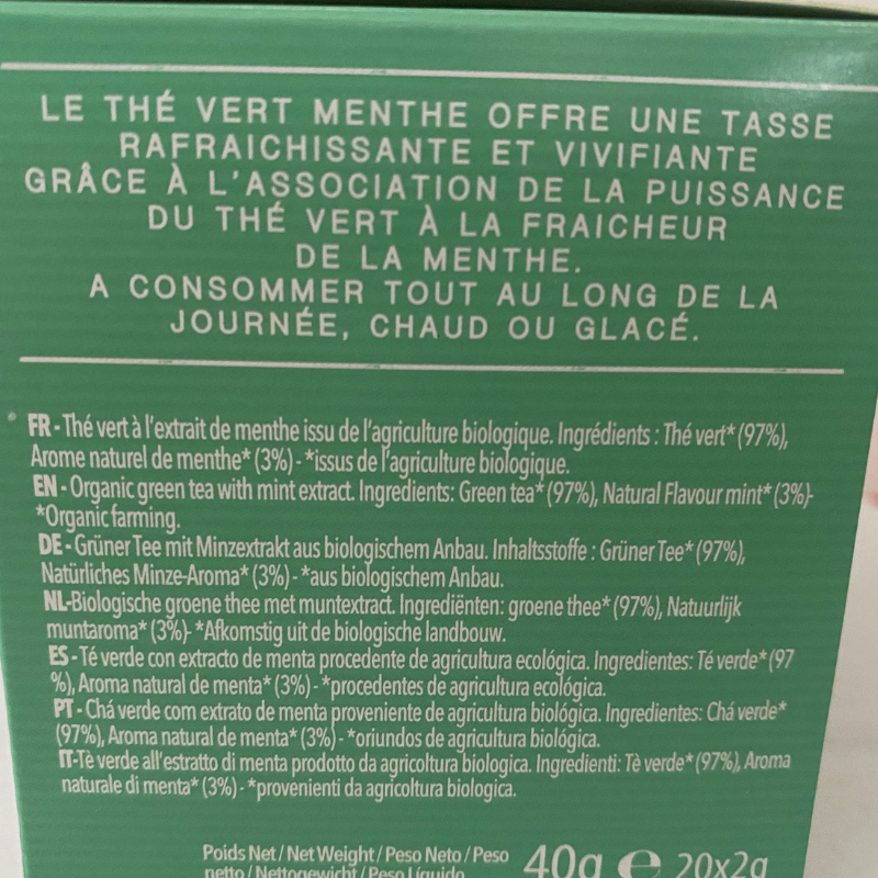Thé à la Menthe Bio - Du Panier à l'Assiette Thé à la Menthe Bio - Du Panier à l'Assiette