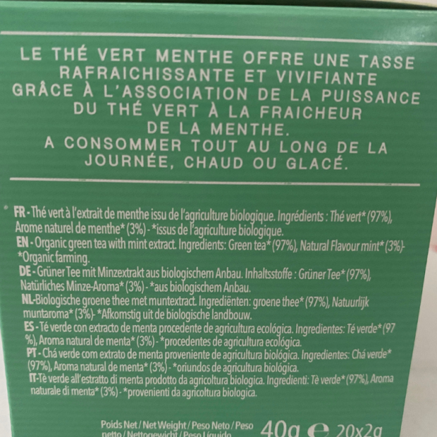 Thé à la Menthe Bio - Du Panier à l'Assiette