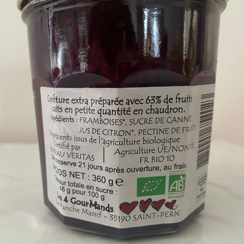 Confiture de Framboise Bio - Du Panier à l'Assiette Confiture de Framboise Bio - Du Panier à l'Assiette