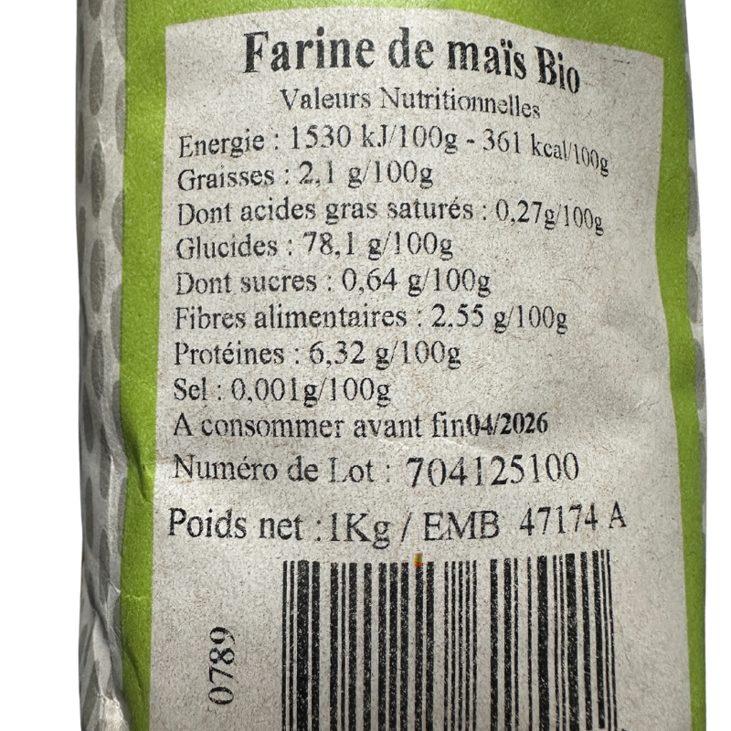 Farine de Maïs Bio - Du Panier à l'Assiette Farine de Maïs Bio - Du Panier à l'Assiette