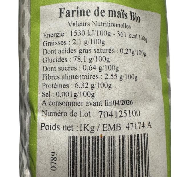 Farine de Maïs Bio - Du Panier à l'Assiette