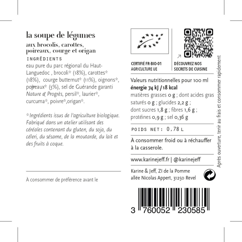 Soupe de l&eacute;gumes Bio- Du Panier &agrave; l'Assiette