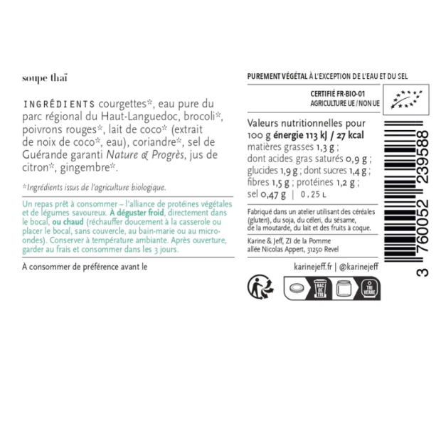 Soupe Thai bio - Du Panier &agrave; l'Assiette