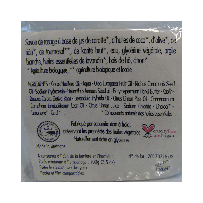 Savon de rasage aux huiles essentielles bio - Du Panier à l'Assiette