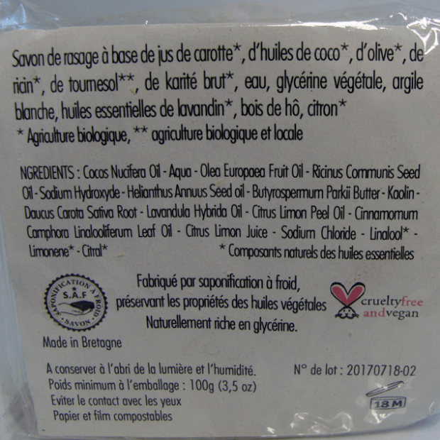 Savon de rasage aux huiles essentielles bio - Du Panier à l'Assiette